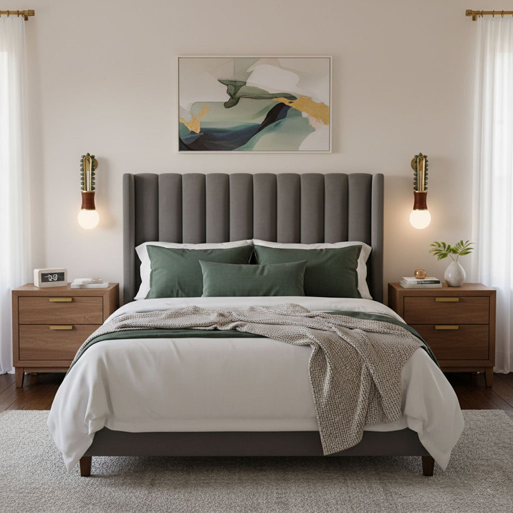 Applique murale moderne Agard en Laiton et beige