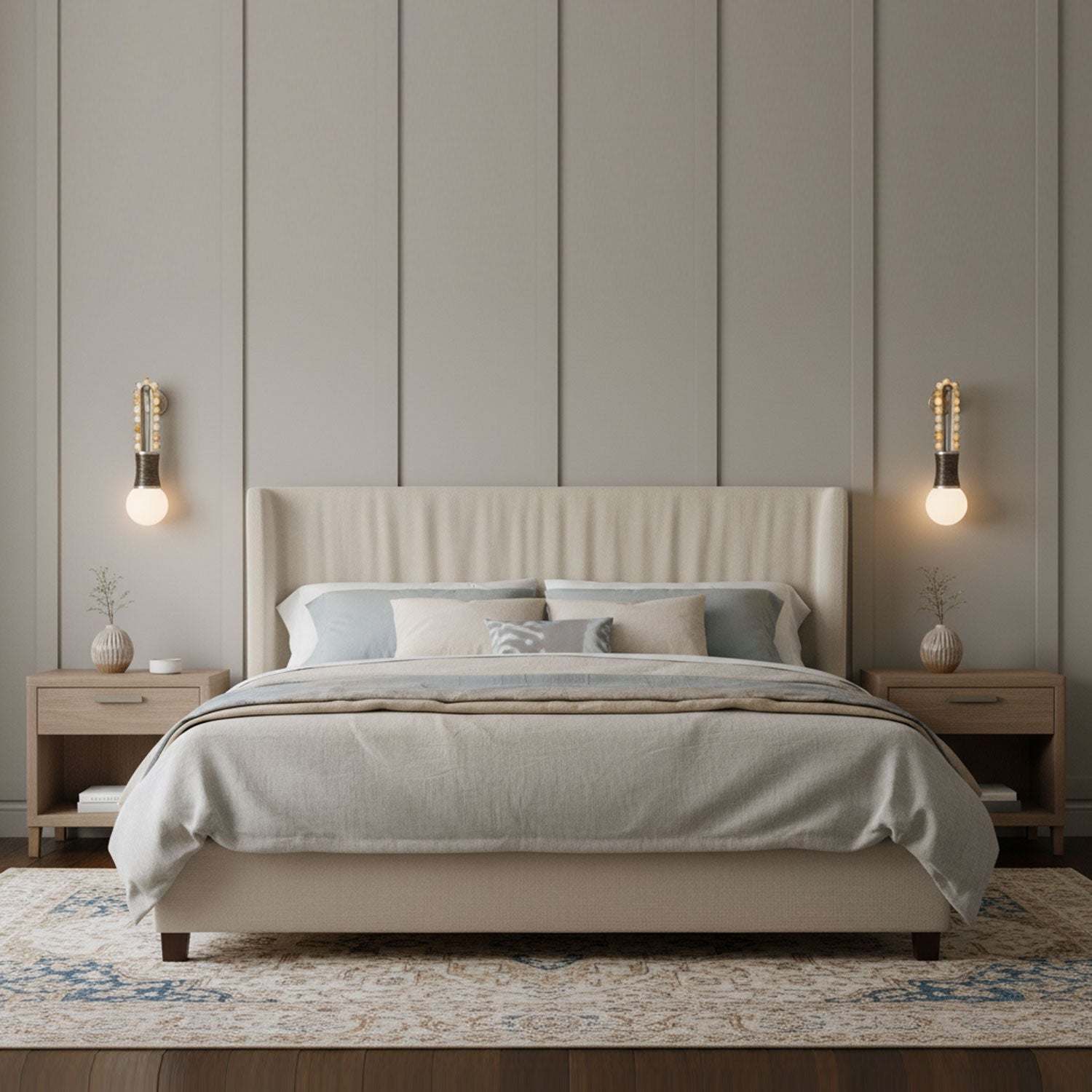 Applique murale moderne Agard en Laiton et beige