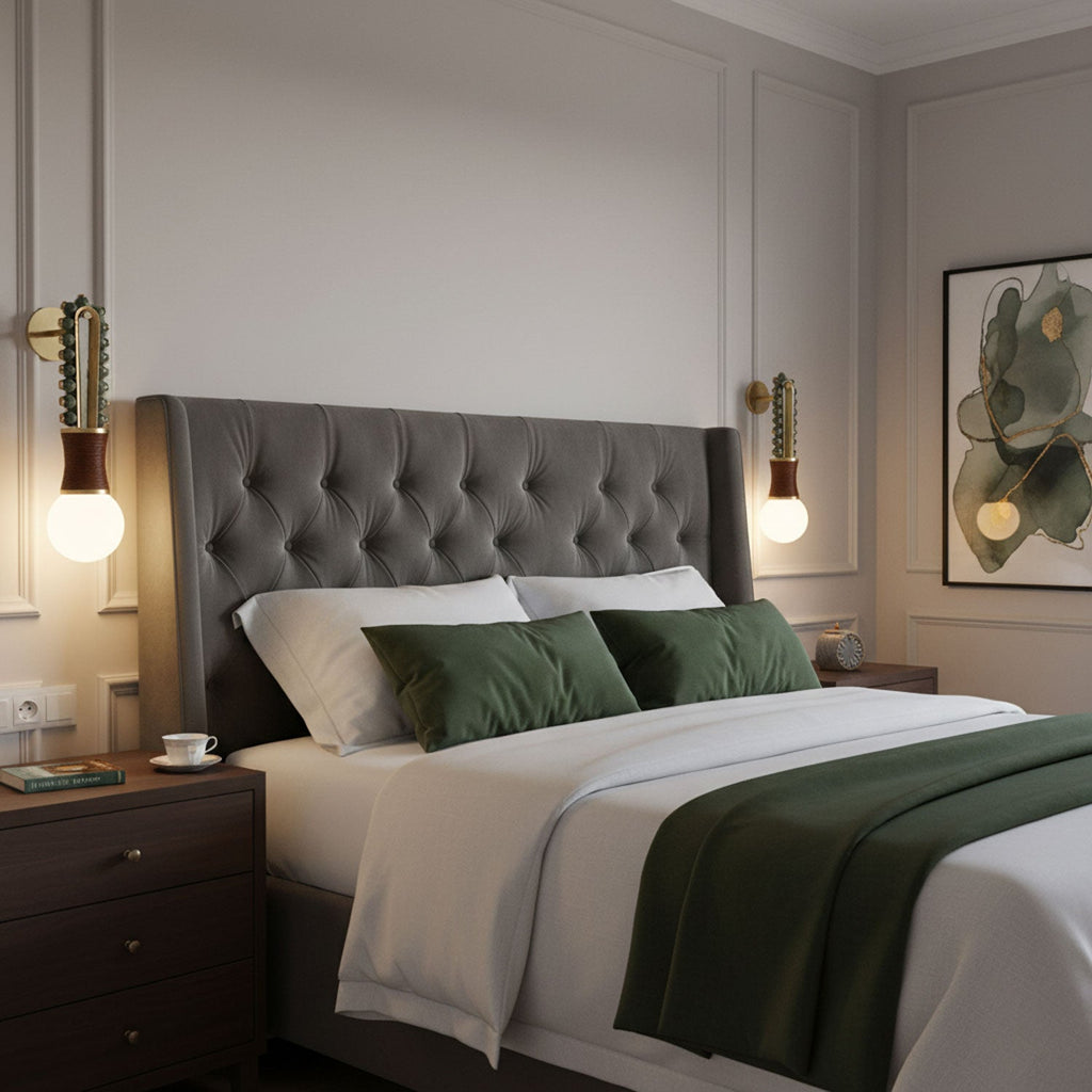 Applique murale moderne Agard en Laiton et beige