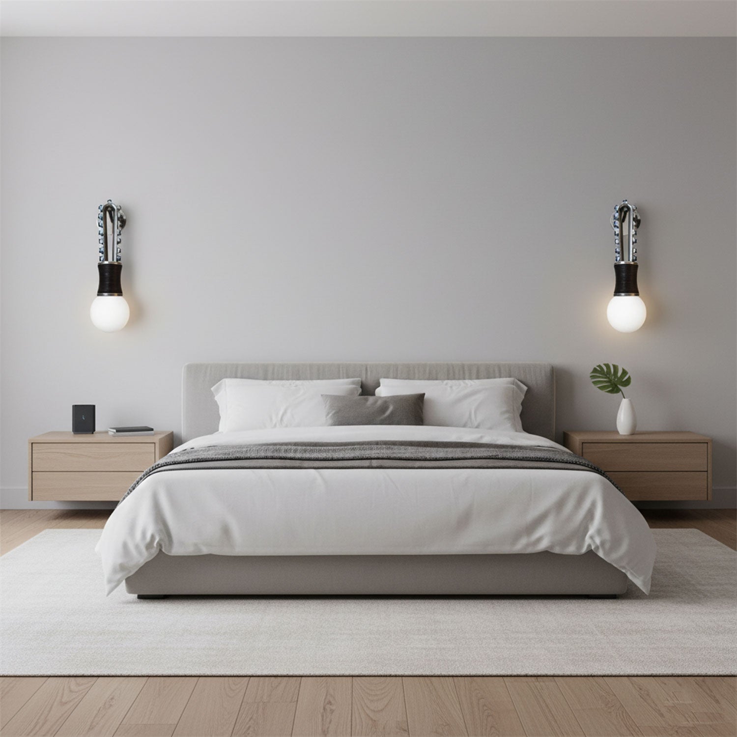 Applique murale moderne Agard en Laiton et beige