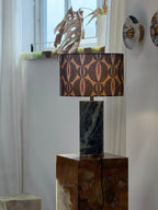 Lampe à poser moderne Hob en pierre, Travertin Vert marbre et beige