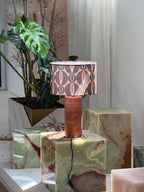Lampe à poser moderne Hob en pierre, Travertin Vert marbre et beige