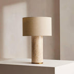 Lampe à poser moderne Hob en pierre, Travertin Vert marbre et noir