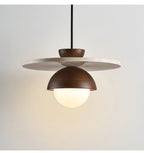 Suspension moderne Ormr en Travertin jaune et noyer