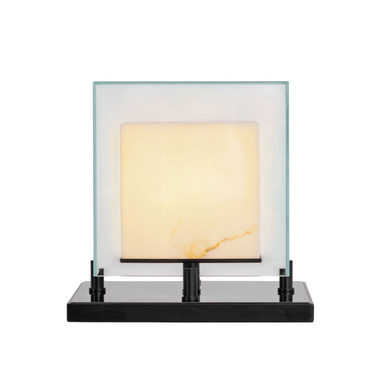Lampe à poser moderne Creed en Albâtre Noir et transparent et blanc