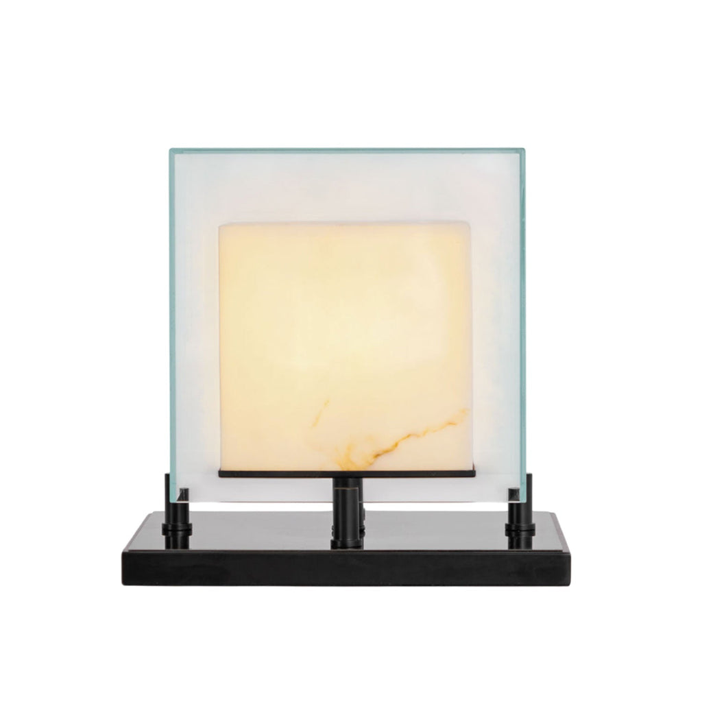 Lampe à poser moderne Creed en Albâtre Bronze et transparent et blanc