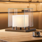 Lampe à poser moderne Creed en Albâtre Noir et transparent et blanc