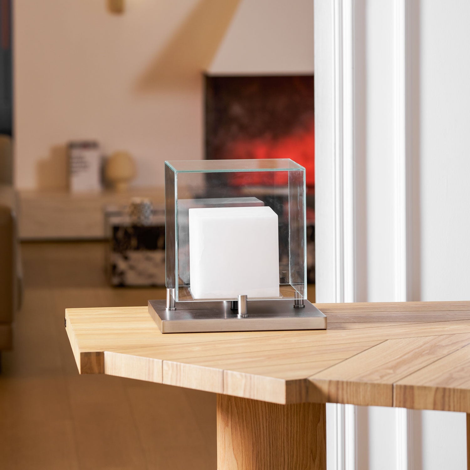 Lampe à poser moderne Creed en Albâtre Noir et transparent et blanc