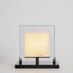 Lampe à poser moderne Creed en Albâtre Bronze et transparent et blanc