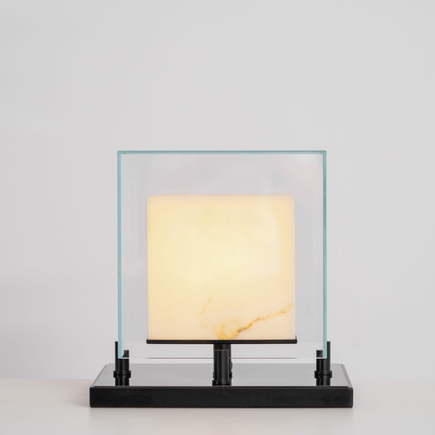 Lampe à poser moderne Creed en Albâtre Bronze et transparent et blanc