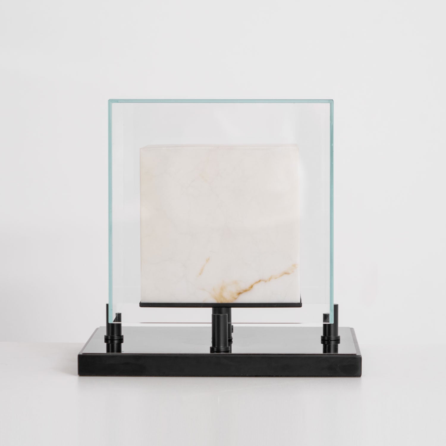 Lampe à poser moderne Creed en Albâtre Noir et transparent et blanc