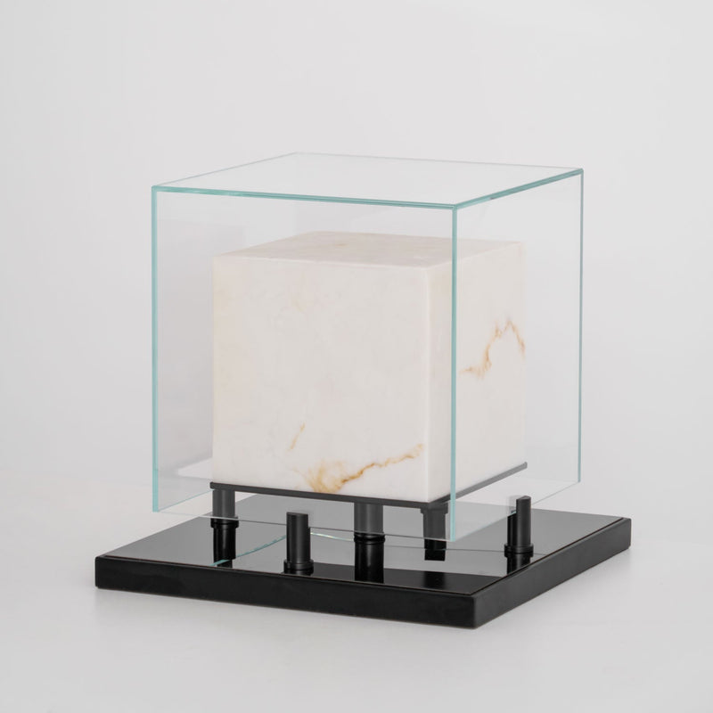 Lampe à poser moderne Creed en Albâtre Noir et transparent et blanc