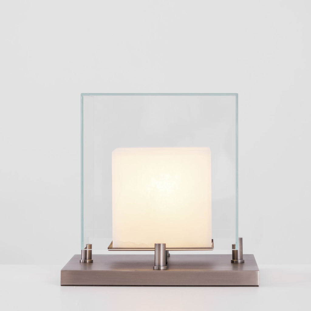 Lampe à poser moderne Creed en Albâtre Noir et transparent et blanc
