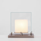 Lampe à poser moderne Creed en Albâtre Bronze et transparent et blanc
