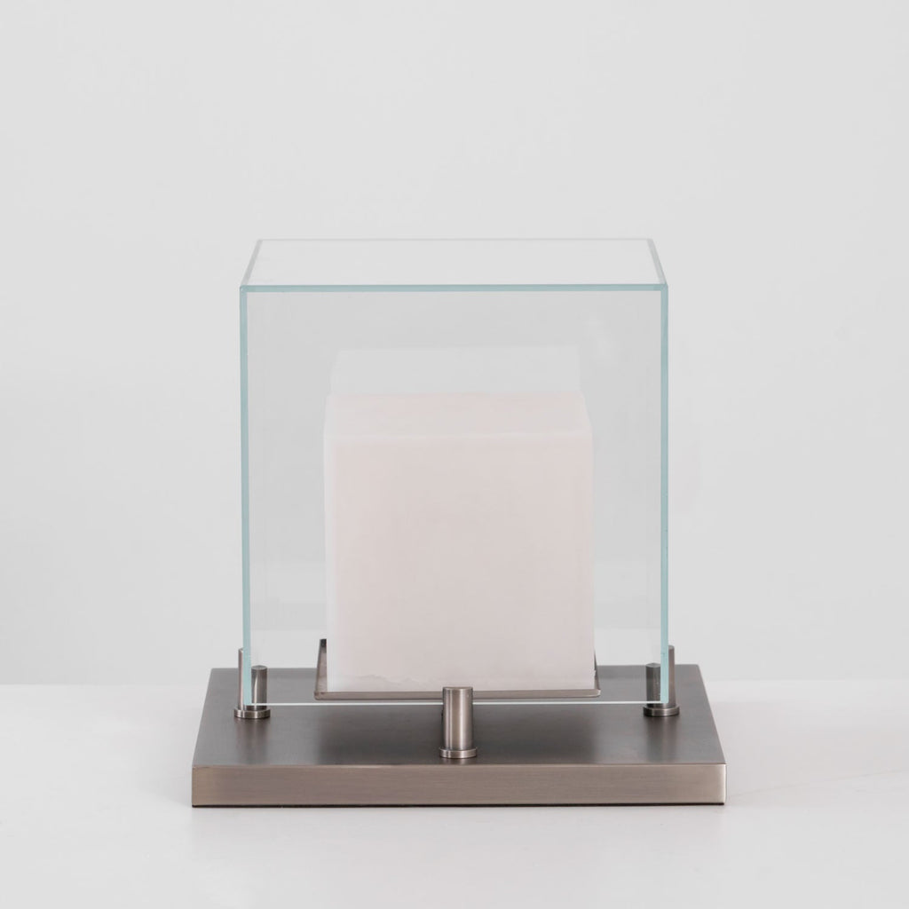 Lampe à poser moderne Creed en Albâtre Bronze et transparent et blanc