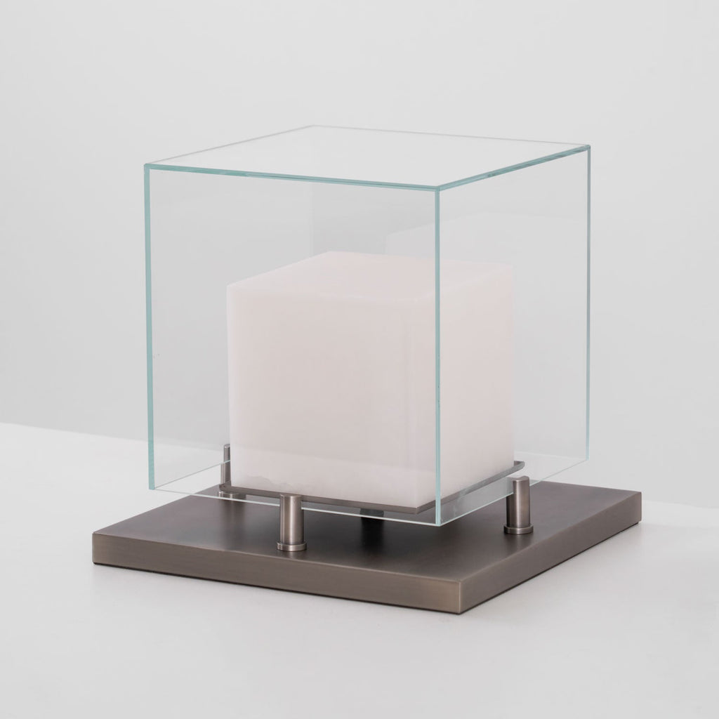 Lampe à poser moderne Creed en Albâtre Noir et transparent et blanc
