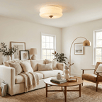 Plafonnier vintage Kean en Fer, Métal, Verre Chrome et beige