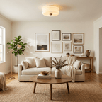 Plafonnier vintage Kean en Fer, Métal, Verre Chrome et beige