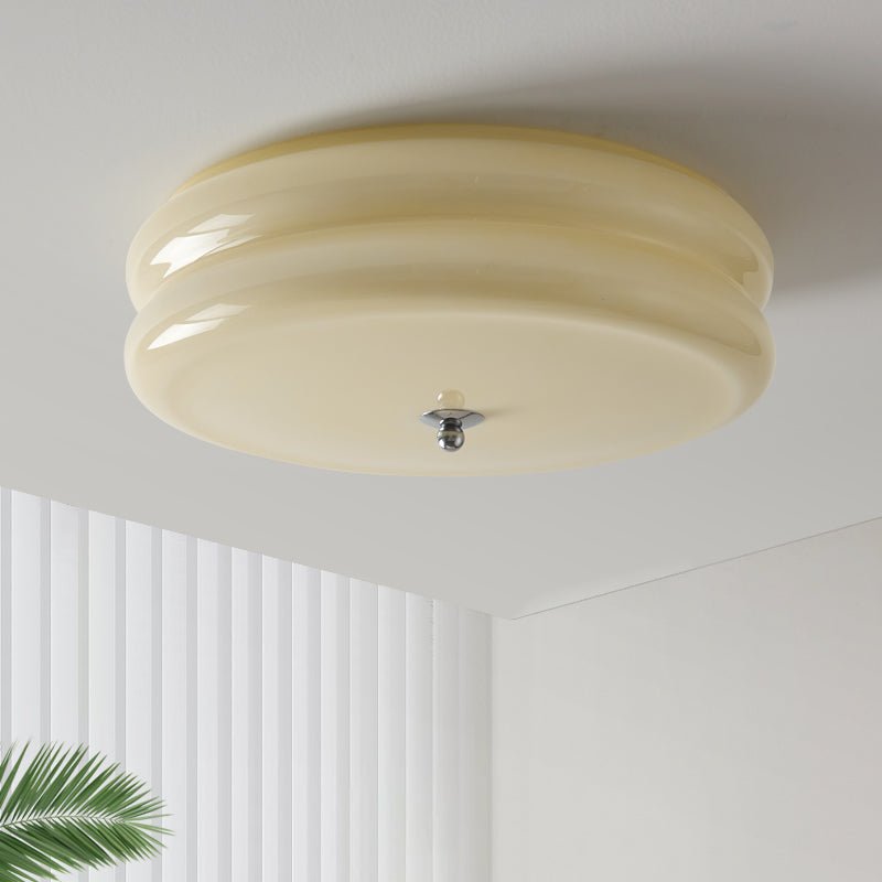 Plafonnier vintage Kean en Fer, Métal, Verre Chrome et blanc