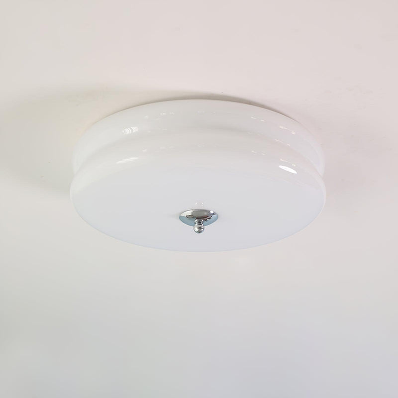Plafonnier vintage Kean en Fer, Métal, Verre Chrome et blanc