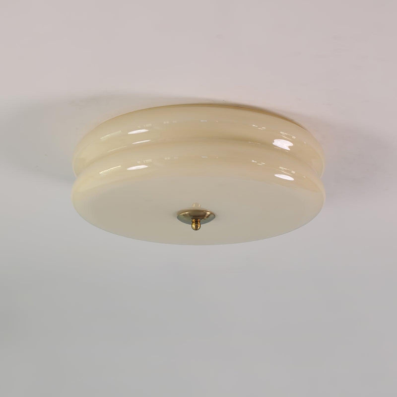 Plafonnier vintage Kean en Fer, Métal, Verre Doré et beige