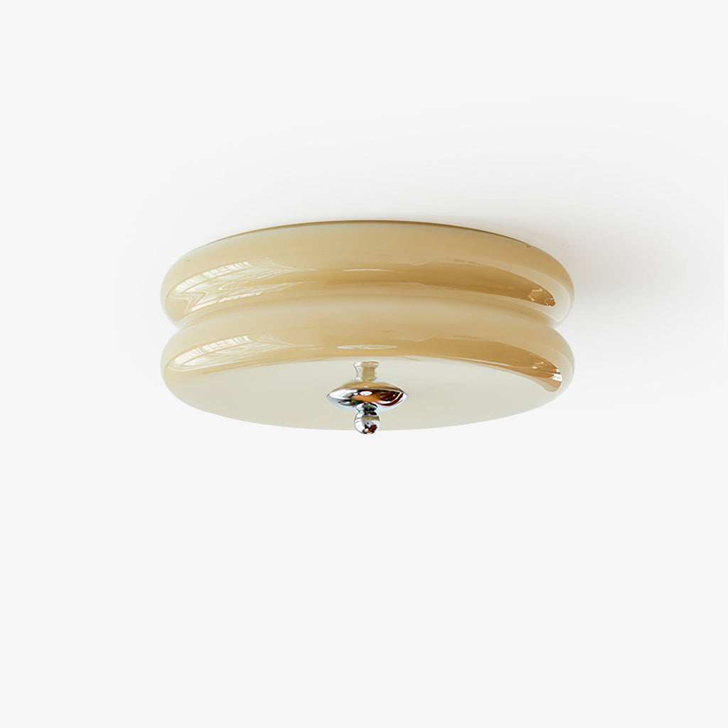 Plafonnier vintage Kean en Fer, Métal, Verre Chrome et blanc