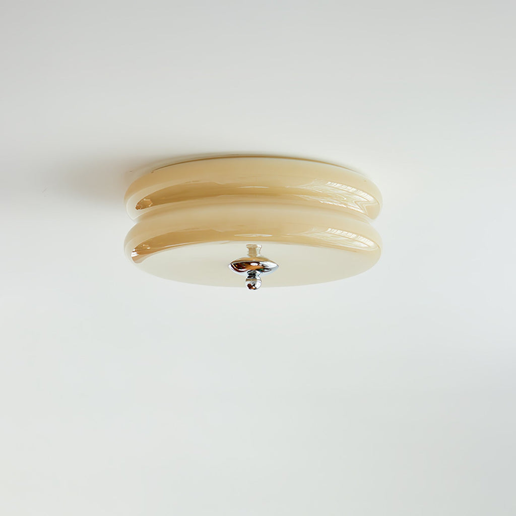 Plafonnier vintage Kean en Fer, Métal, Verre Chrome et blanc