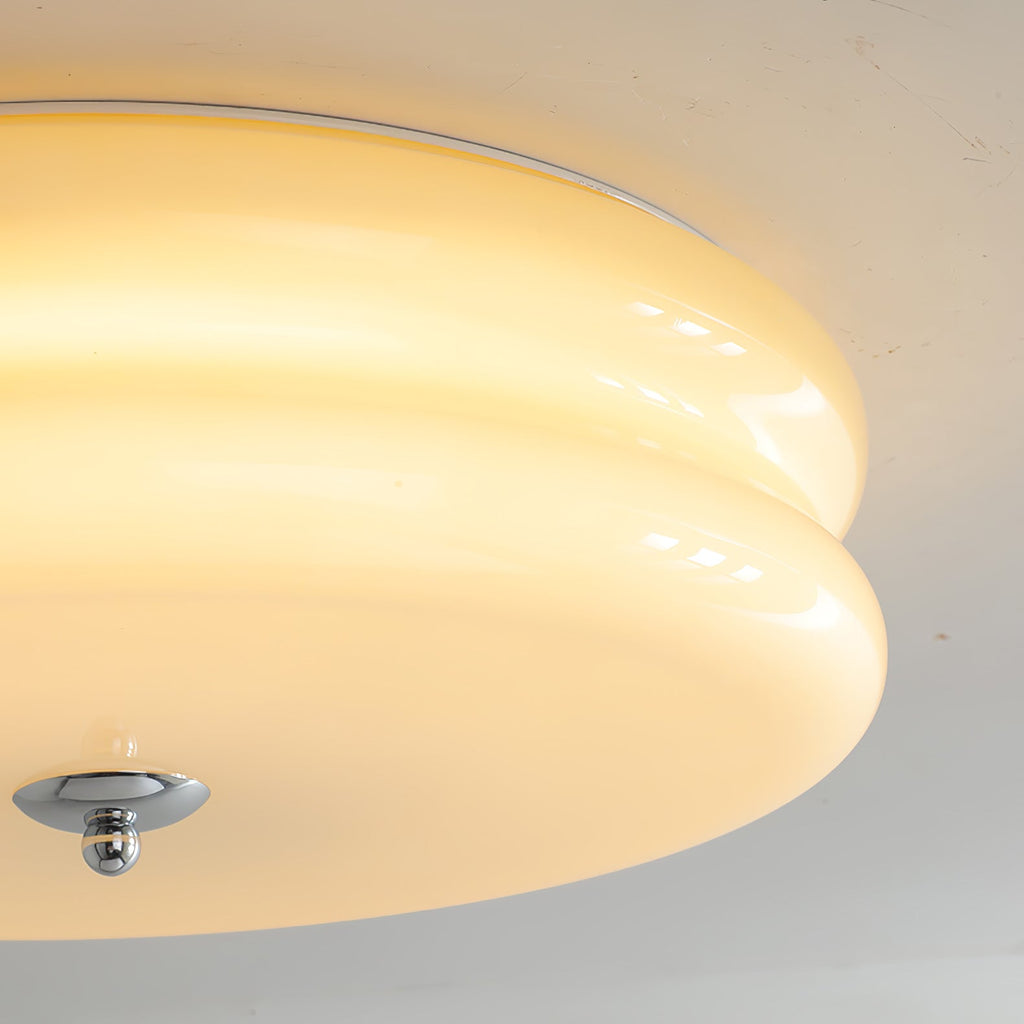 Plafonnier vintage Kean en Fer, Métal, Verre Doré et beige
