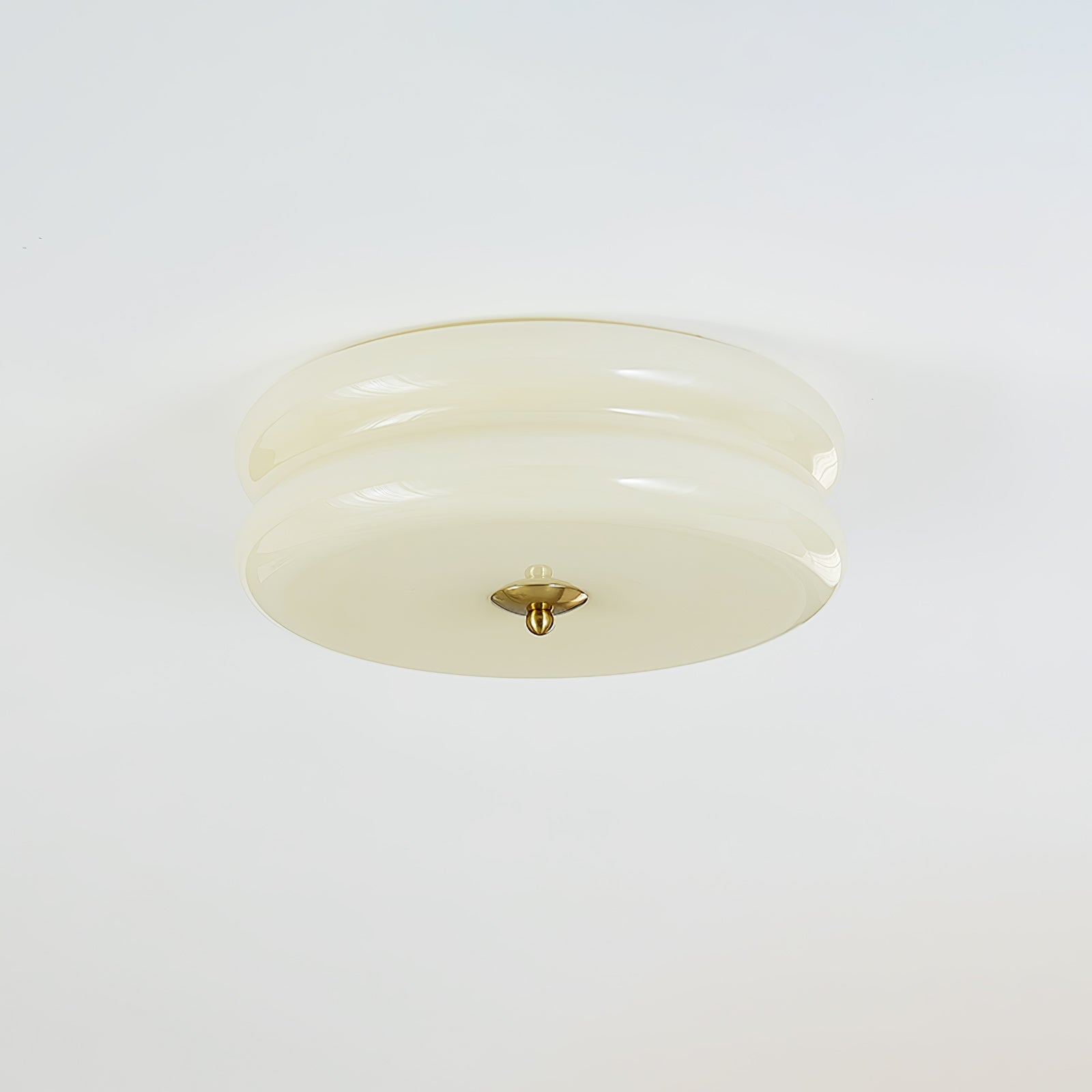 Plafonnier vintage Kean en Fer, Métal, Verre Doré et blanc