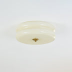 Plafonnier vintage Kean en Fer, Métal, Verre Chrome et beige