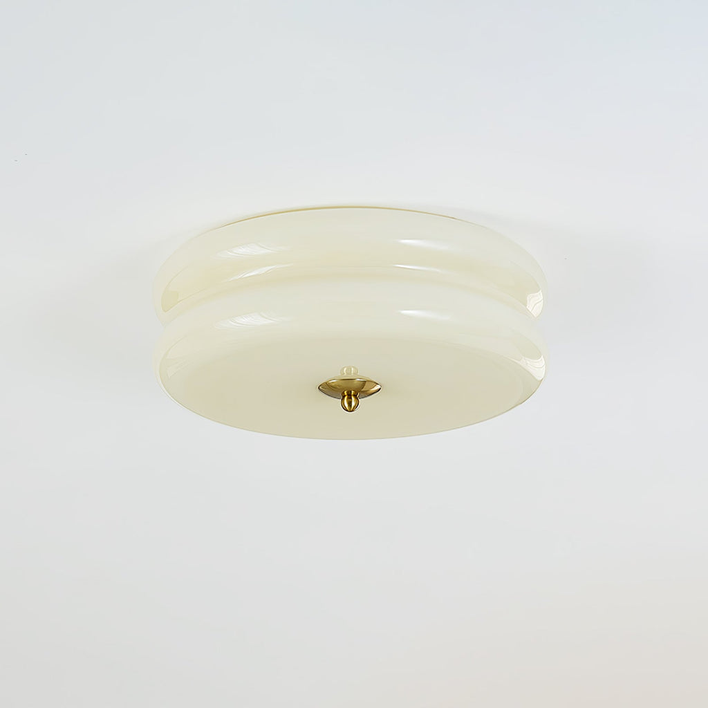 Plafonnier vintage Kean en Fer, Métal, Verre Chrome et blanc