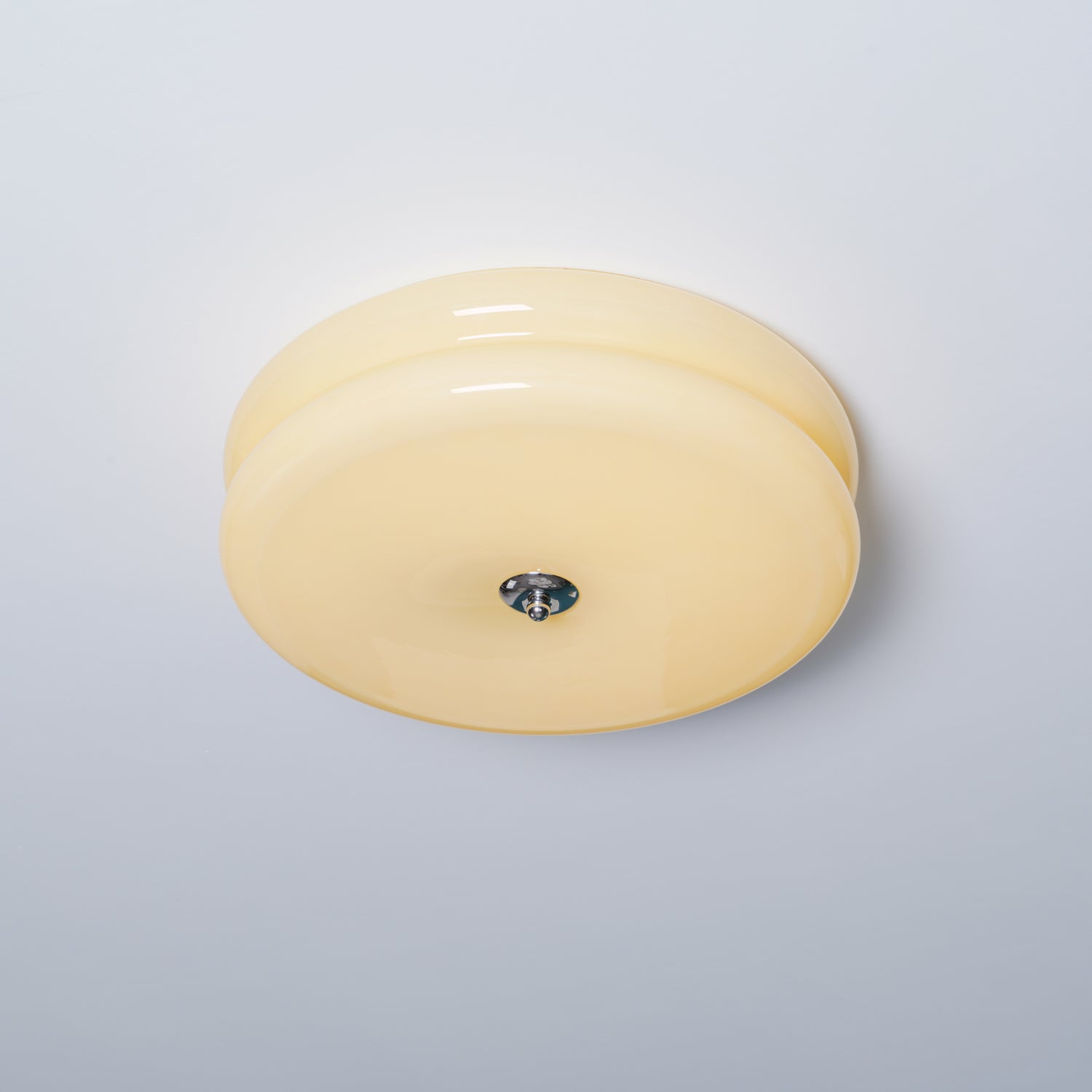 Plafonnier vintage Kean en Fer, Métal, Verre Doré et blanc