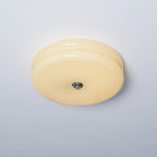 Plafonnier vintage Kean en Fer, Métal, Verre Chrome et beige