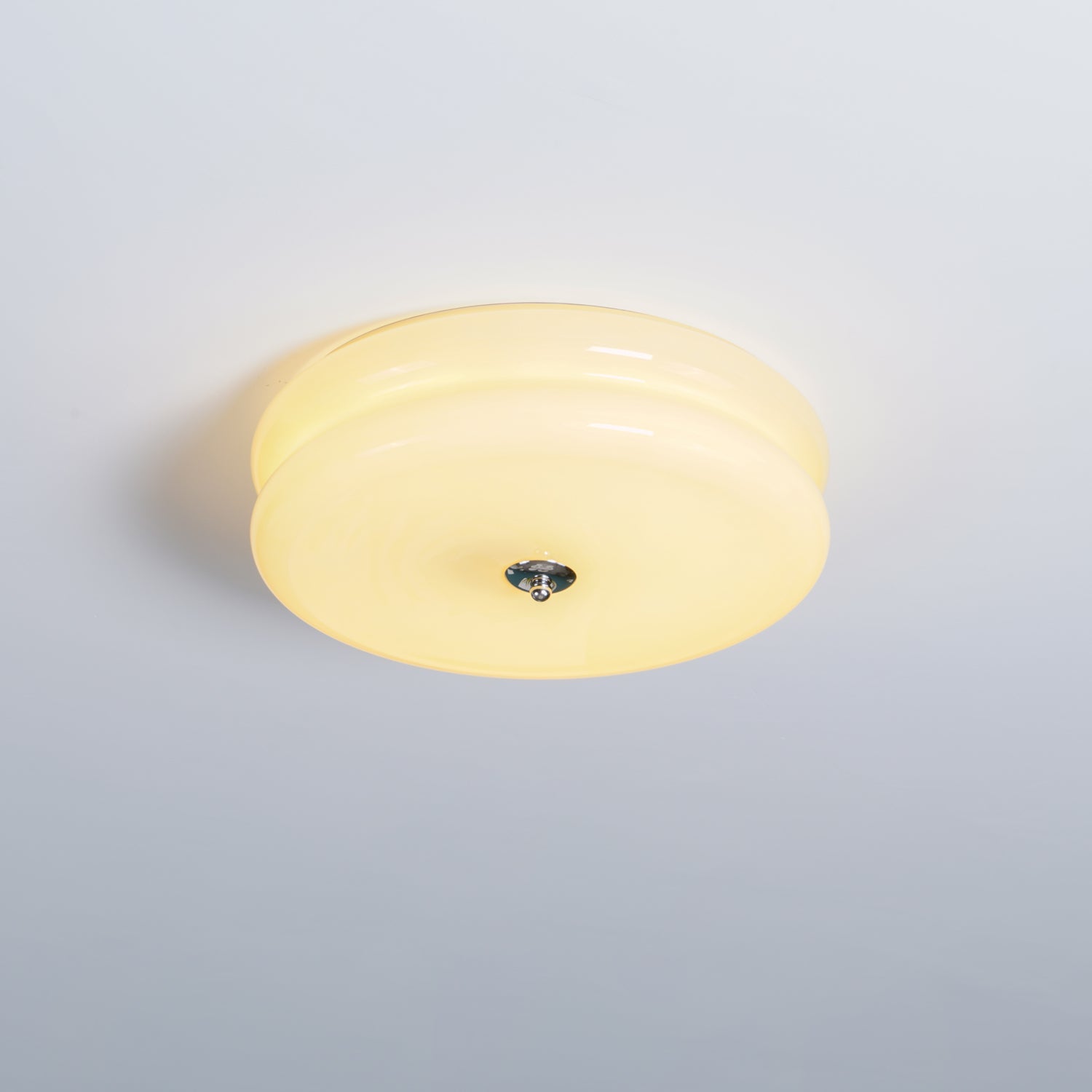 Plafonnier vintage Kean en Fer, Métal, Verre Doré et beige
