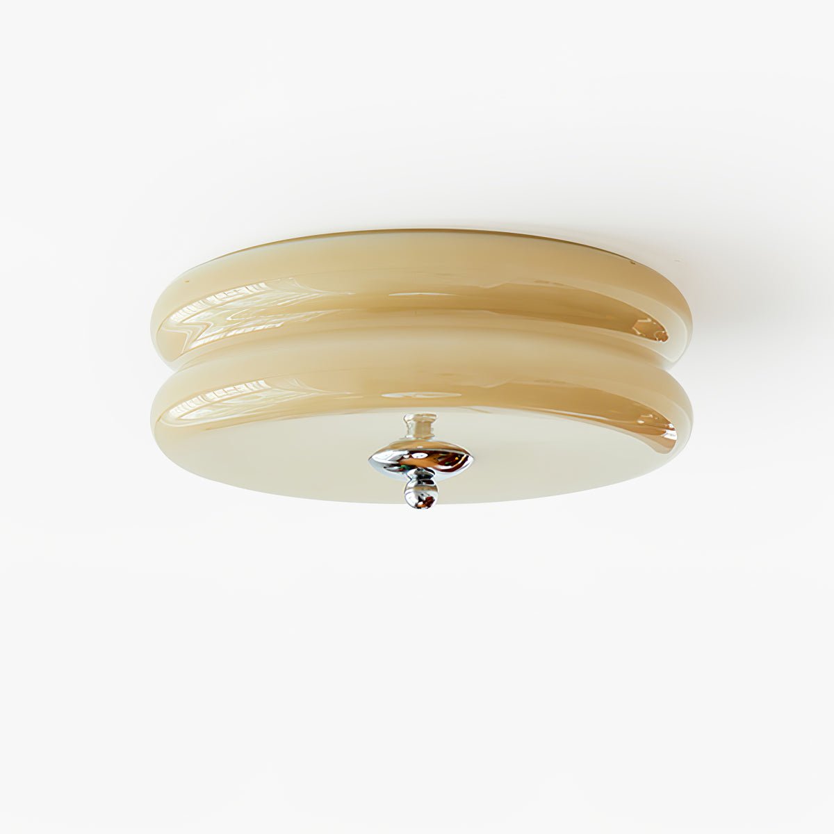 Plafonnier vintage Kean en Fer, Métal, Verre Doré et beige