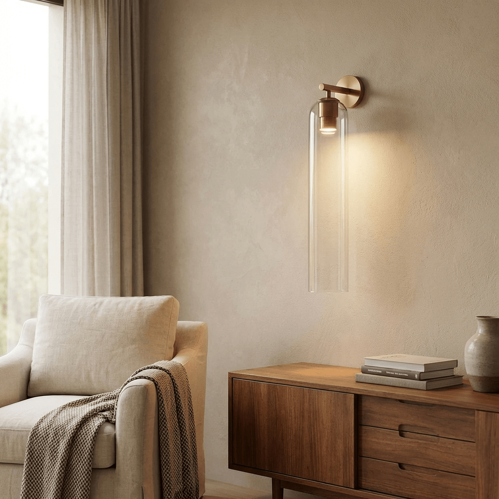 Applique murale moderne Arnvid en verre Sable nickel