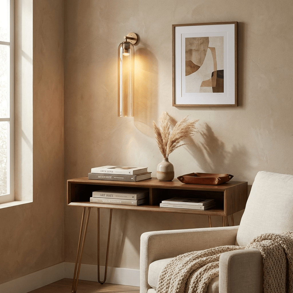 Applique murale moderne Arnvid en verre Sable nickel