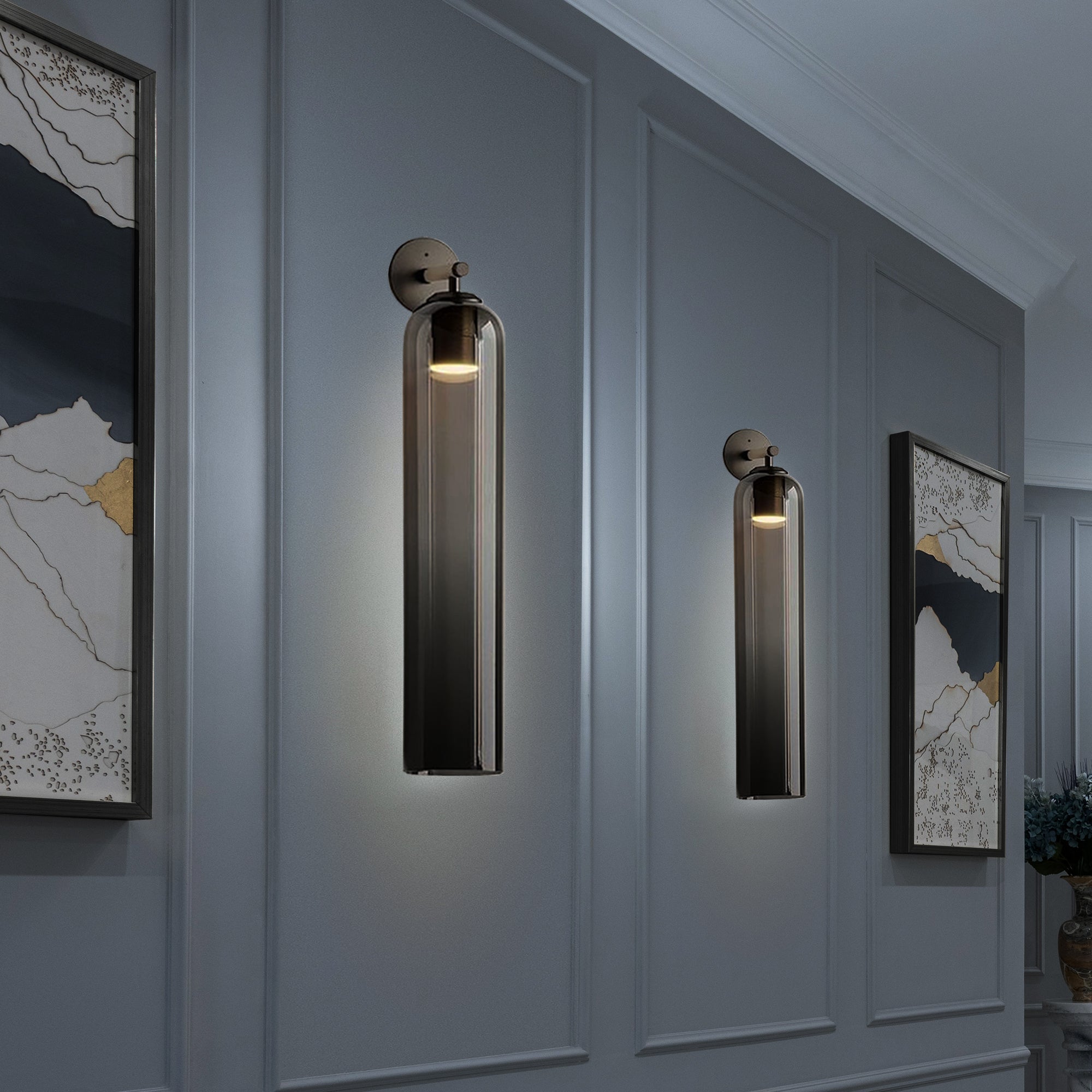 Applique murale moderne Arnvid en verre Sable nickel