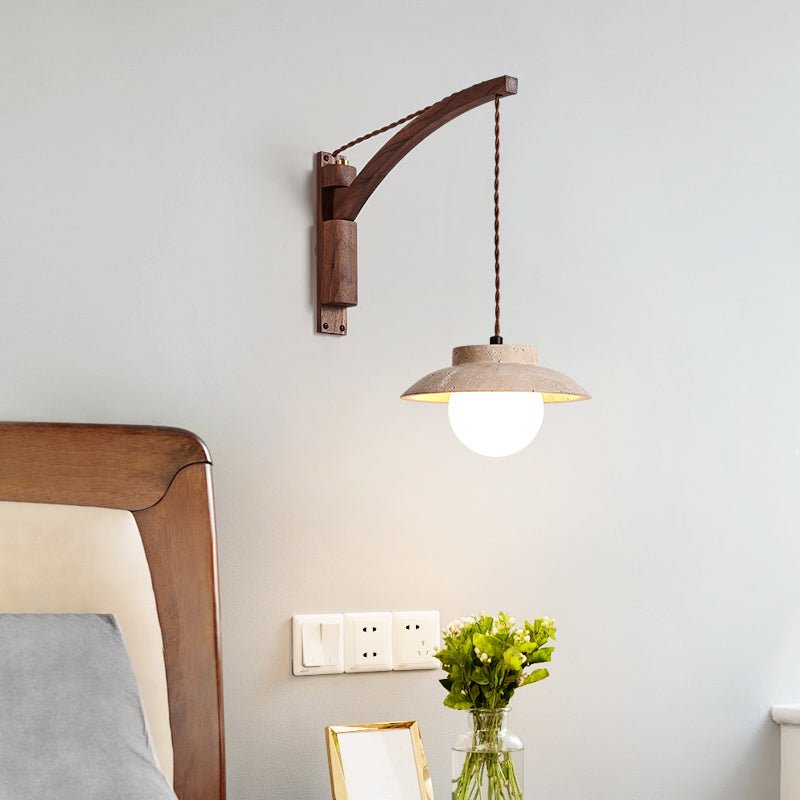 Applique murale moderne Brampton en Noyer et travertin jaune