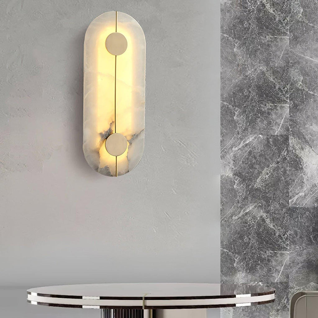 Applique murale moderne Hemsley en Albâtre Blanc et laiton