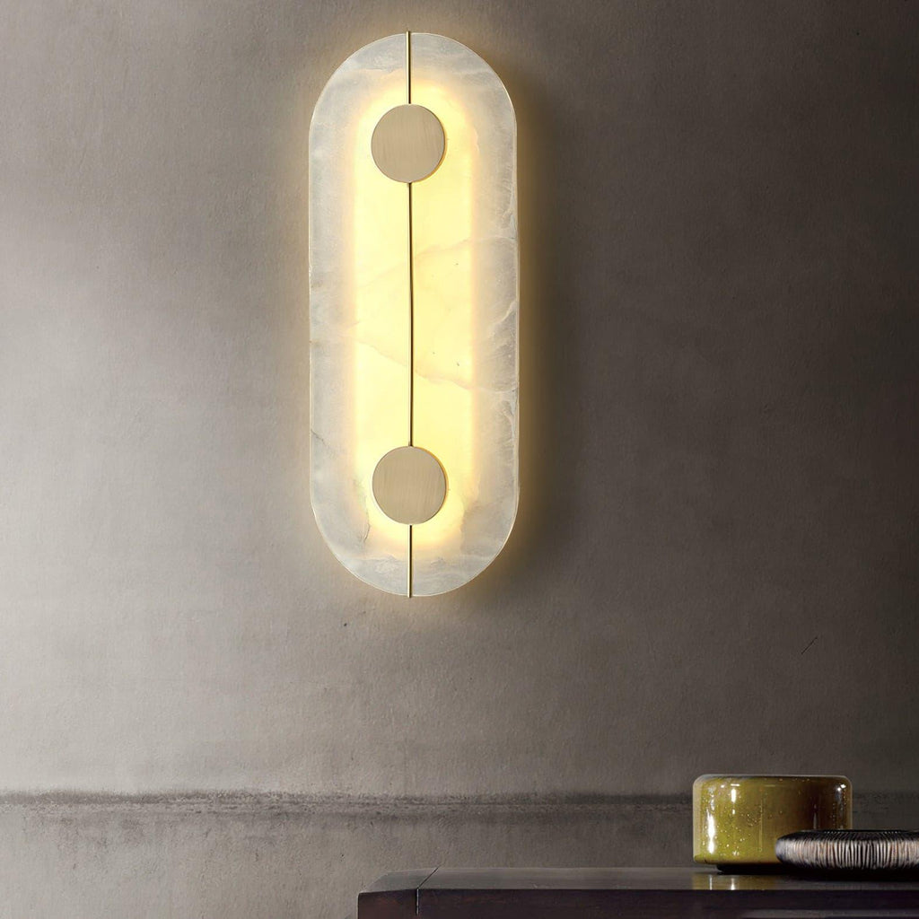 Applique murale moderne Hemsley en Albâtre Blanc et laiton