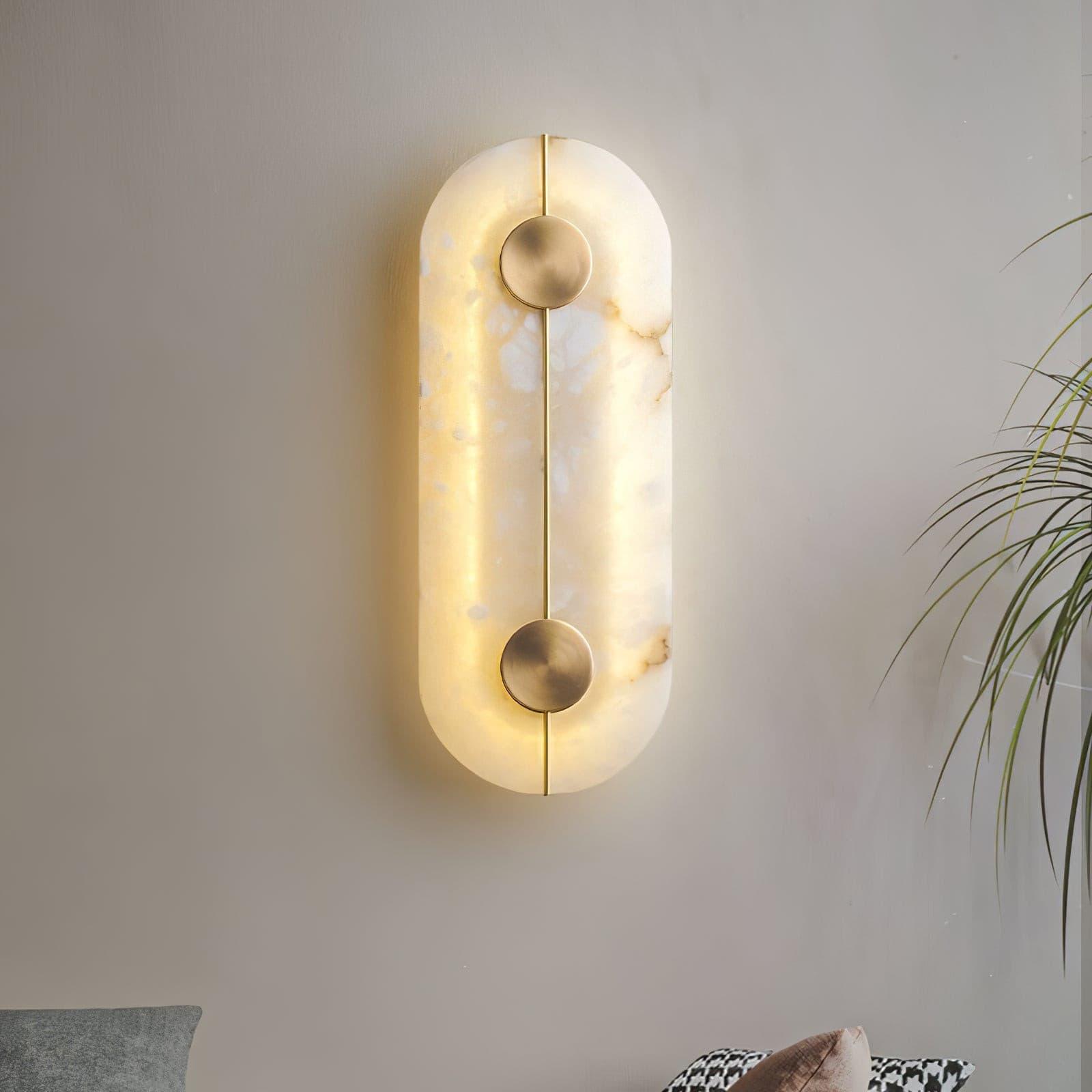 Applique murale moderne Hemsley en Albâtre Blanc et laiton