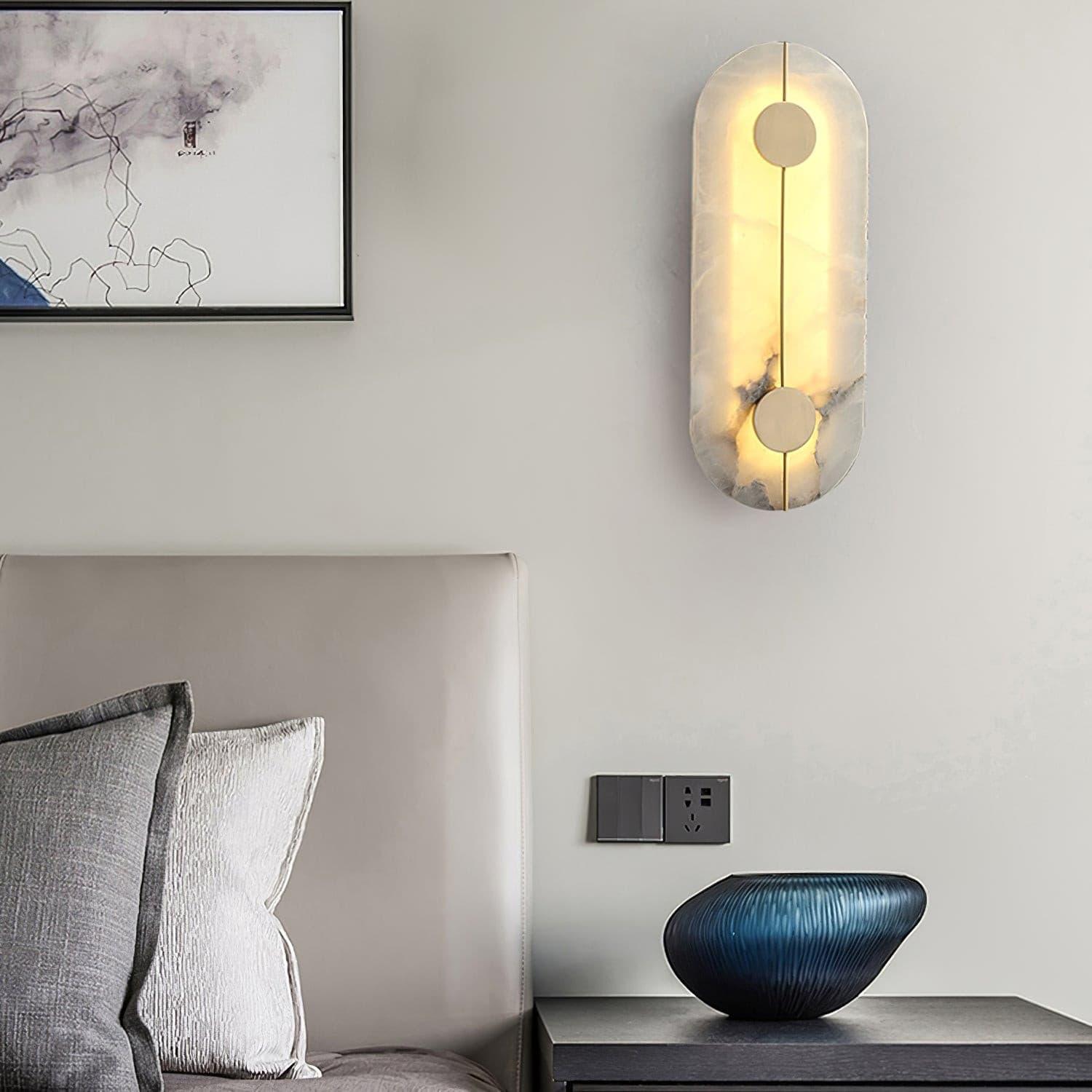 Applique murale moderne Hemsley en Albâtre Blanc et laiton
