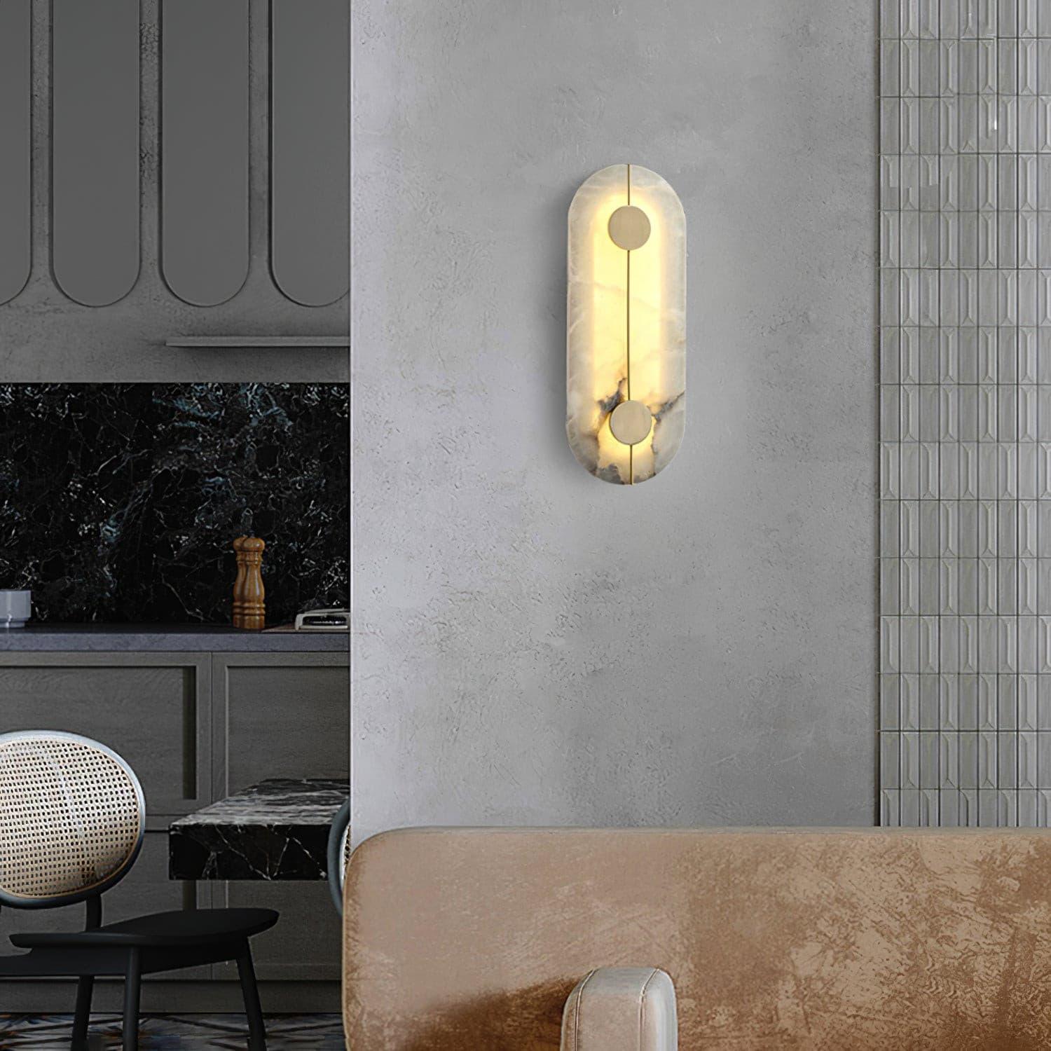 Applique murale moderne Hemsley en Albâtre Blanc et laiton