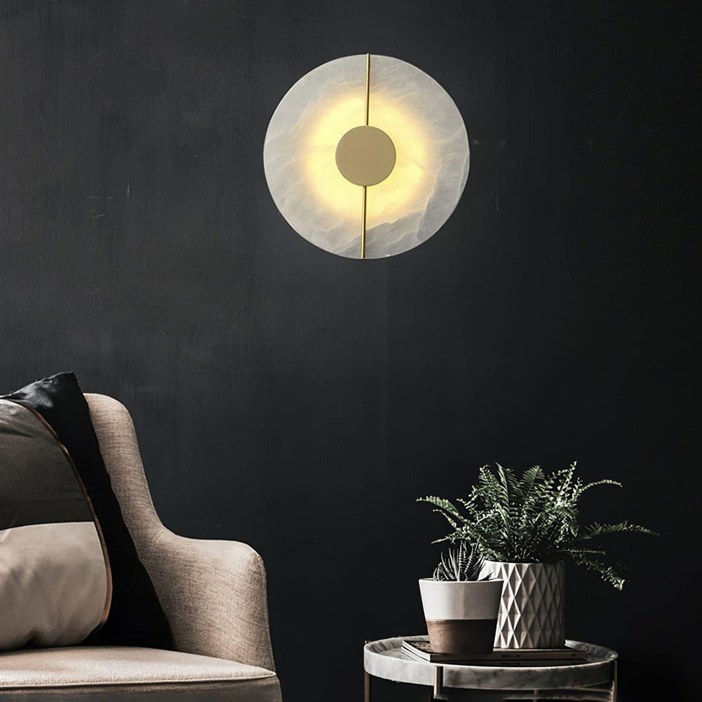 Applique murale moderne Hemsley en Albâtre Blanc et laiton