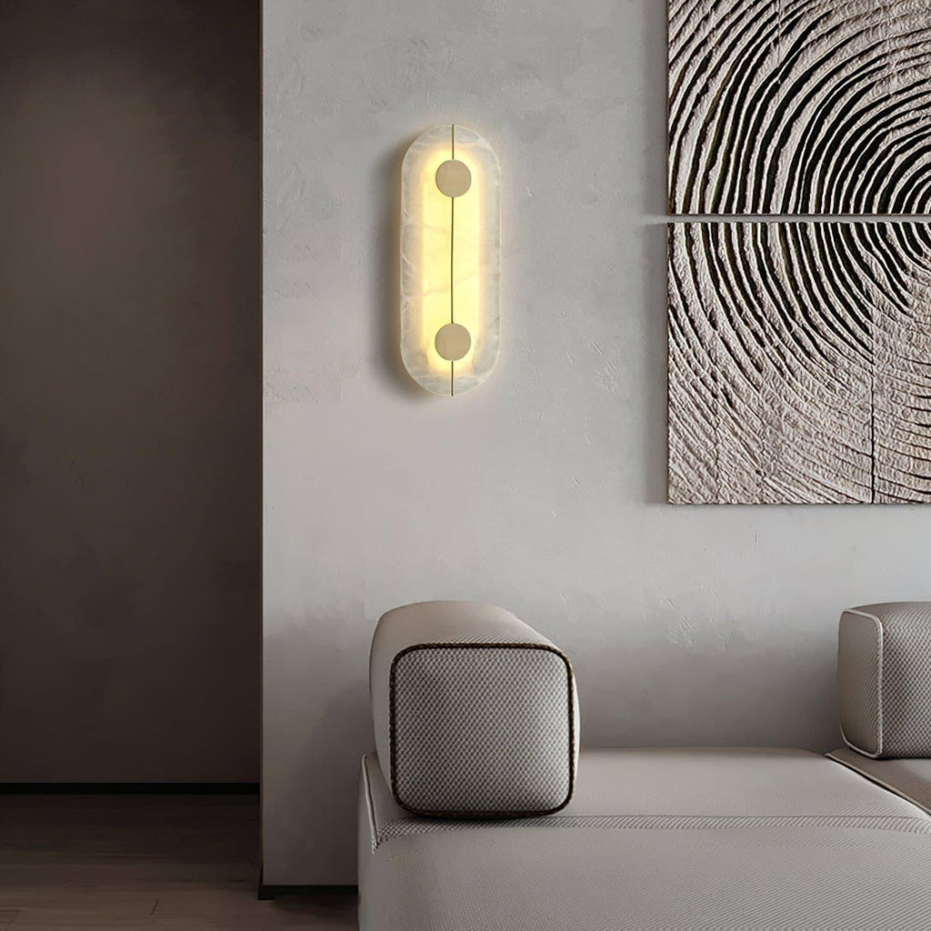 Applique murale moderne Hemsley en Albâtre Blanc et laiton