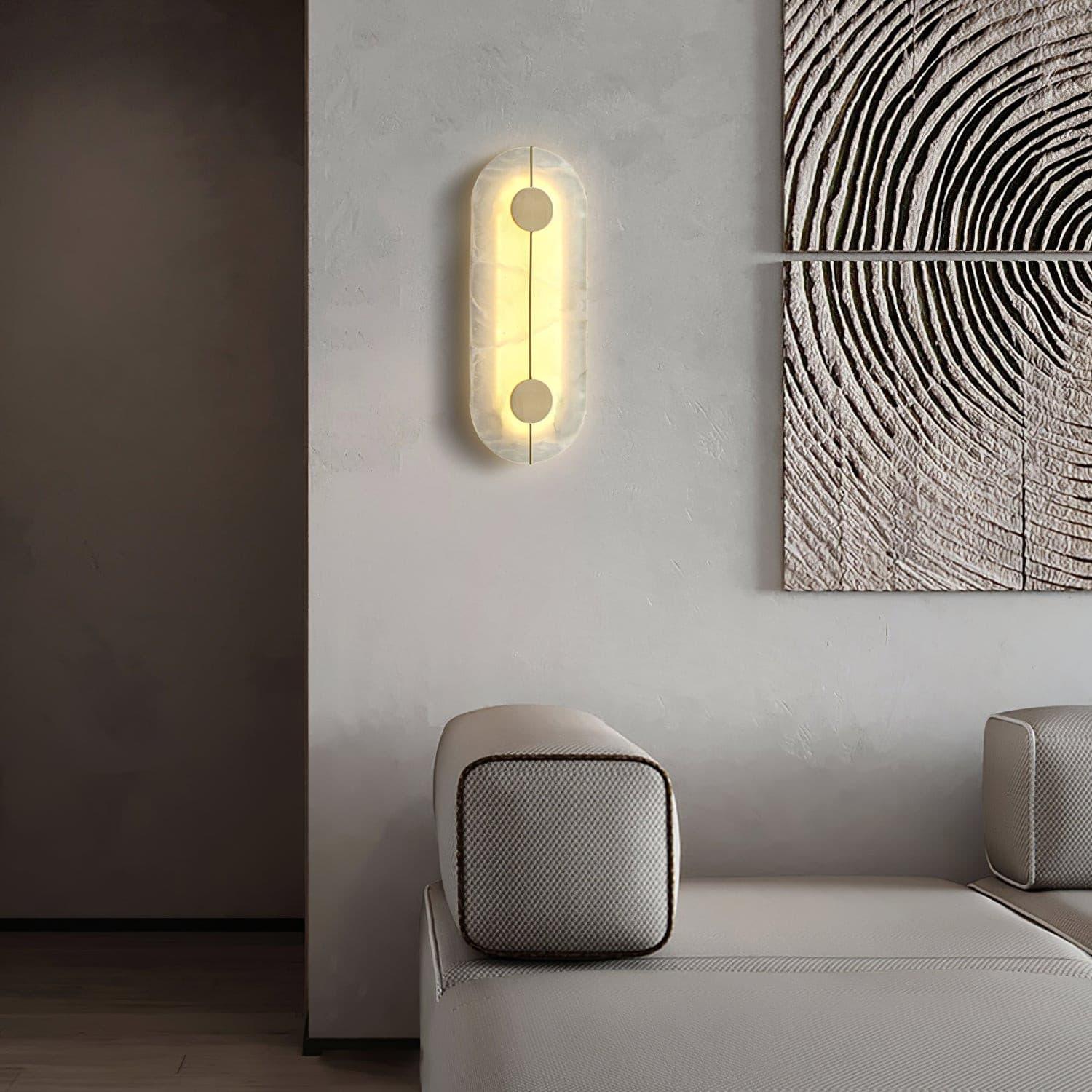 Applique murale moderne Hemsley en Albâtre Blanc et laiton