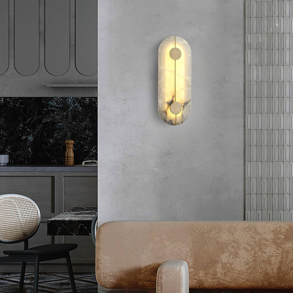 Applique murale moderne Hemsley en Albâtre Blanc et laiton