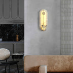 Applique murale moderne Hemsley en Albâtre Blanc et laiton
