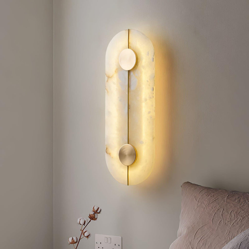 Applique murale moderne Hemsley en Albâtre Blanc et laiton